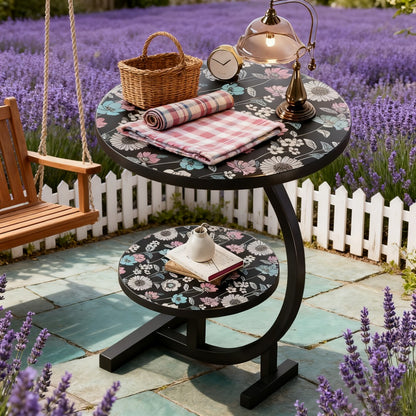 3-in-1 Round Outdoor Coffee Table, Living Room Center Table for Patio detail image - detail view 15