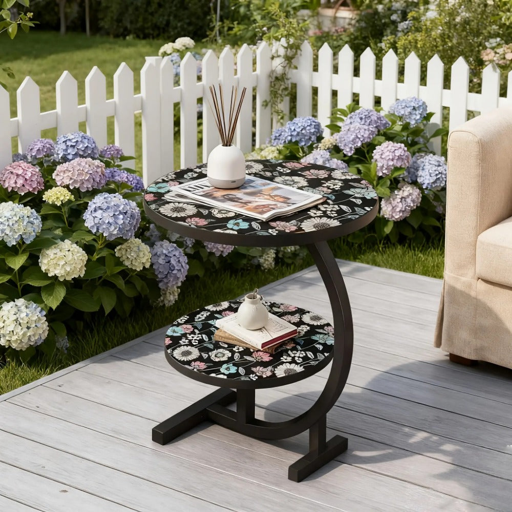3-in-1 Round Outdoor Coffee Table, Living Room Center Table for Patio detail image - detail view 7