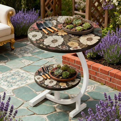3-in-1 Round Outdoor Coffee Table, Living Room Center Table for Patio detail image - detail view 8