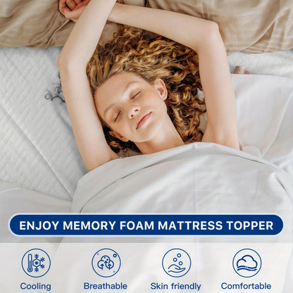 3-Inch Mattress Topper with Memory Foam, Bed Mattress Pad for Bedroom detail image - detail view 7