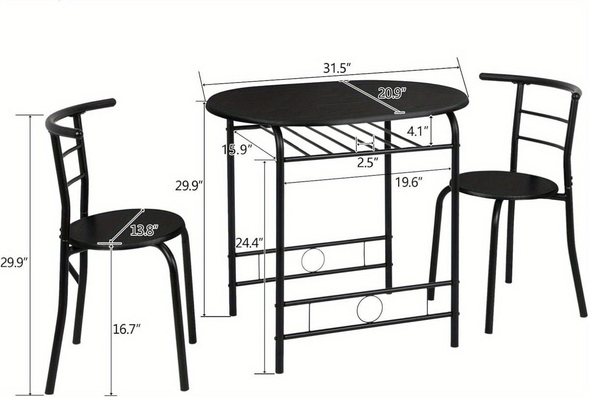3-Piece Metal Dining Table Set with Two Chairs Included for Kitchen detail image - detail view 20
