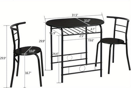 3-Piece Metal Dining Table Set with Two Chairs Included for Kitchen detail image - detail view 20