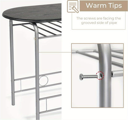 3-Piece Metal Dining Table Set with Two Chairs Included for Kitchen detail image - detail view 21