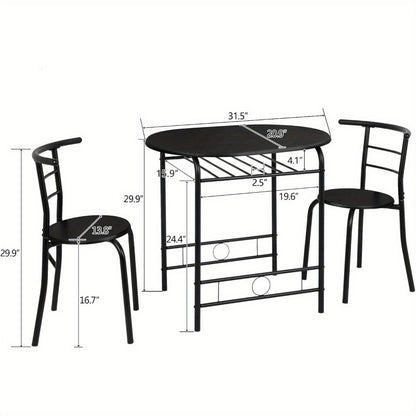 3-Piece Metal Dining Table Set with Two Chairs Included for Kitchen detail image - detail view 6