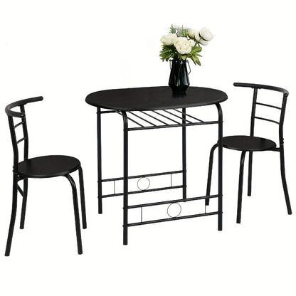 Dining Table Set, 3 Piece for 2 Small Kitchen Table and 2 Chairs with Wine Rack Metal shown in the main product view