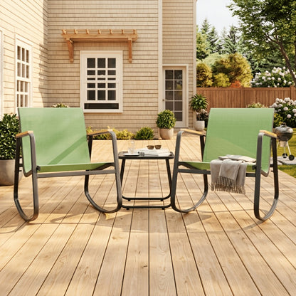 Patio Rocking Chair Set shown in the Brown option