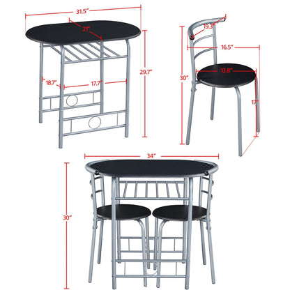 3-Piece Round Dining Table Set with Two Chairs Included and Waterproof Protection detail image