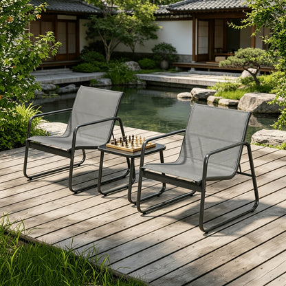 3-Piece Set Metal Patio Furniture Set with Two Chairs Included detail image - detail view 7