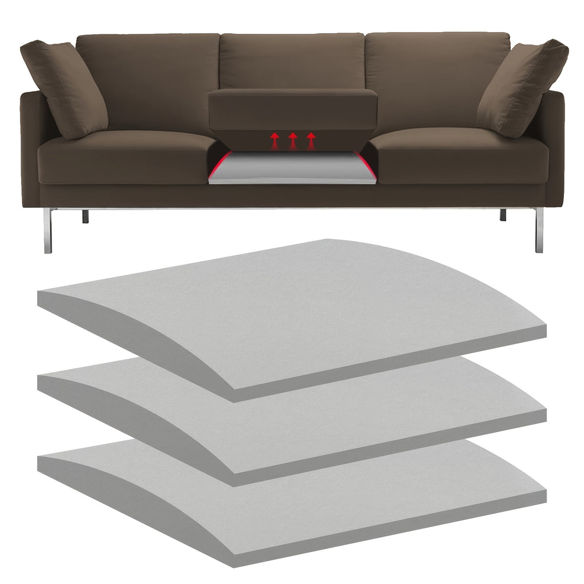 Sofa Cushion Support shown in the Grey-3pcs option
