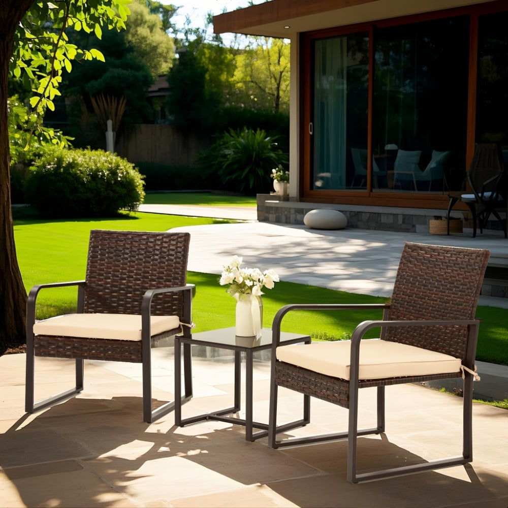 3-Piece Wicker Outdoor Bistro Set with Multiple Color Options for Patio detail image