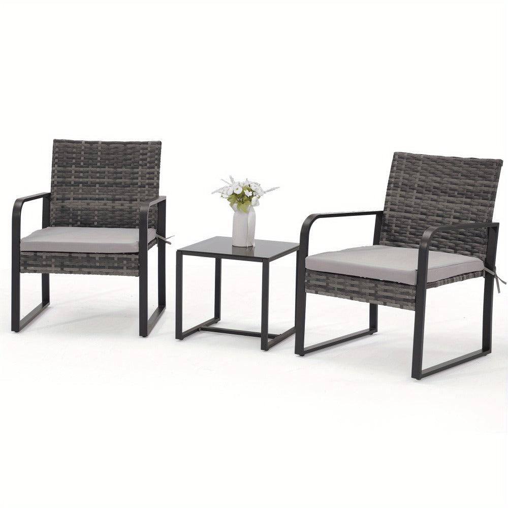 3-Piece Wicker Outdoor Bistro Set with Multiple Color Options for Patio detail image - detail view 5