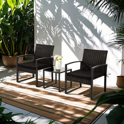 3-Piece Wicker Outdoor Bistro Set with Multiple Color Options for Patio detail image - detail view 7