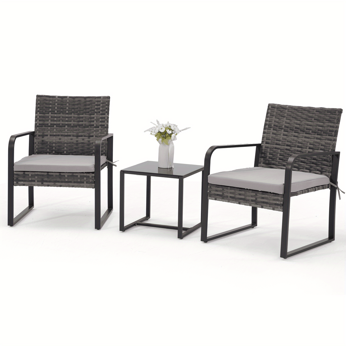 Outdoor Bistro Set shown in the Gray(Round Arm) option