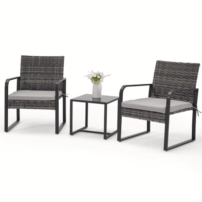 Outdoor Bistro Set shown in the Gray(Round Arm) option