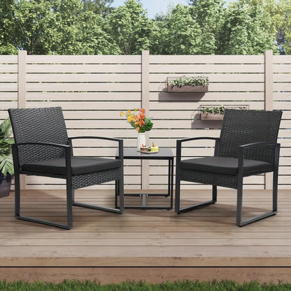 3-Piece Wicker Outdoor Bistro Set with Waterproof Protection for Patio detail image - detail view 5