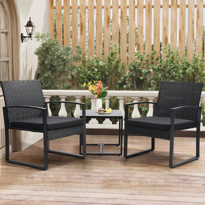 Patio Bistro Set shown in the Black Rattan Black Mat option