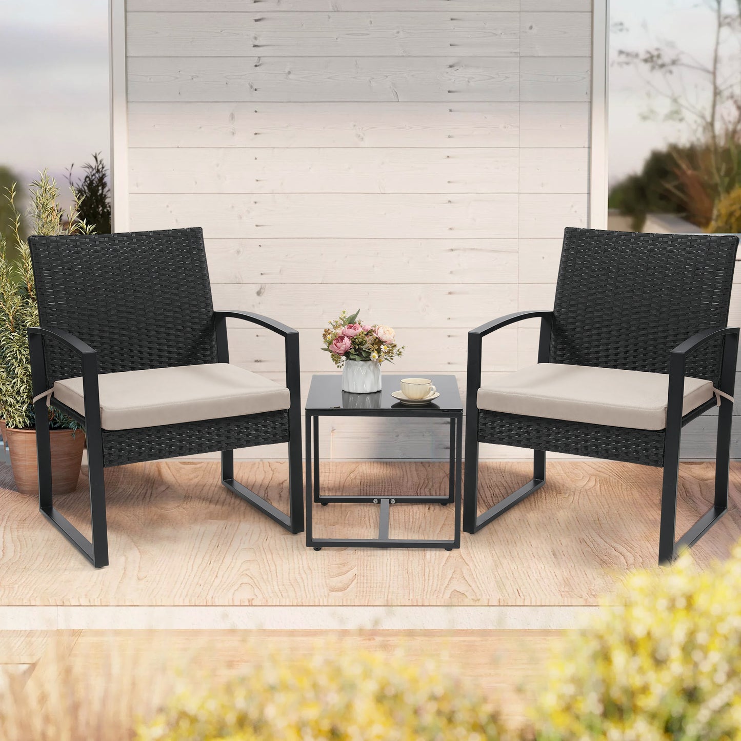 Patio Bistro Set shown in the Beige option