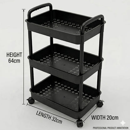 3-Tier 360° Rotating Storage Cart with 360° Swivel for Organized Everyday Storage detail image - detail view 4