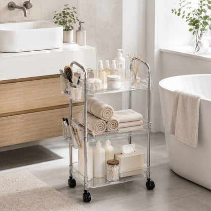 3-Tier Acrylic Rolling Storage Carts And Utility Carts with 360° Swivel for Living Room detail image - detail view 11