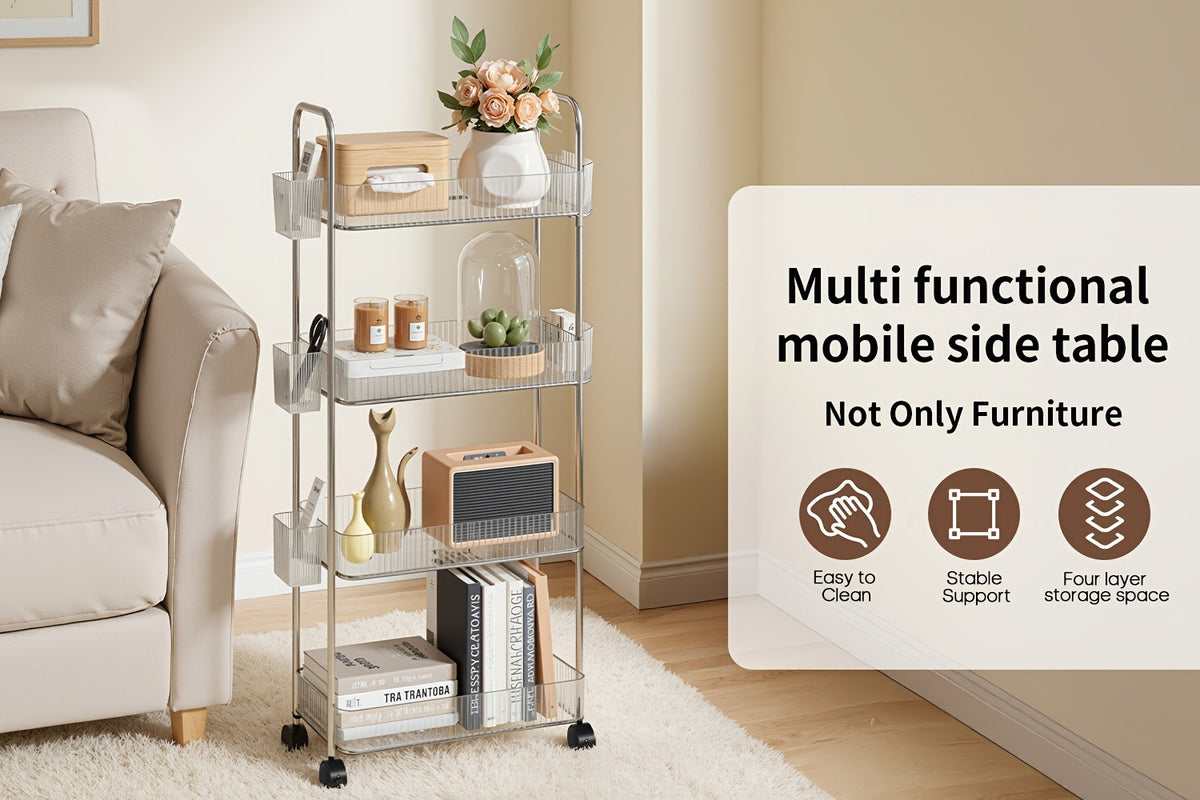 3-Tier Acrylic Rolling Storage Carts And Utility Carts with 360° Swivel for Living Room detail image - detail view 14