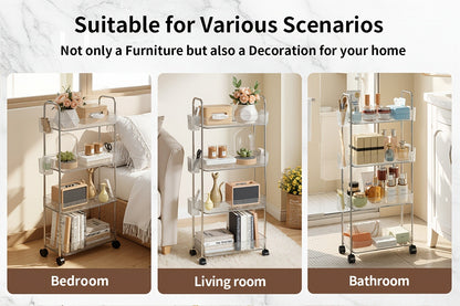 3-Tier Acrylic Rolling Storage Carts And Utility Carts with 360° Swivel for Living Room detail image - detail view 15