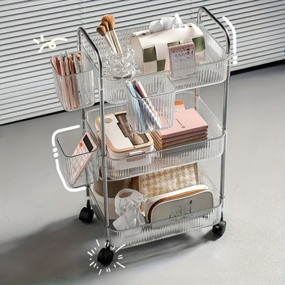 3-Tier Acrylic Rolling Storage Carts And Utility Carts with 360° Swivel for Living Room detail image - detail view 3