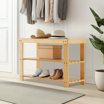 3-Tier Bamboo Shoe Rack, Closet Shoe Shelf for Organized Everyday Storage in Entryway detail image - detail view 7