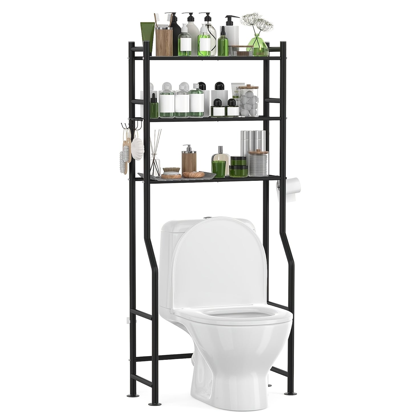 Over the Toilet Storage Shelf shown in the Black option