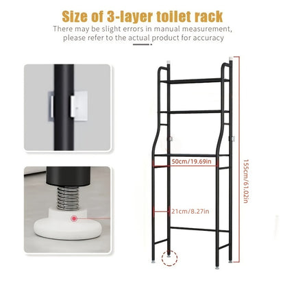 3-Tier Metal Over-the-Toilet Storage Organizer, Bathroom Space Saver detail image - detail view 3