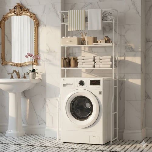 Over the Toilet Storage, 3-Tier Over Toilet Storage with Baskets & Hanger Rods, Metal shown in the main product view