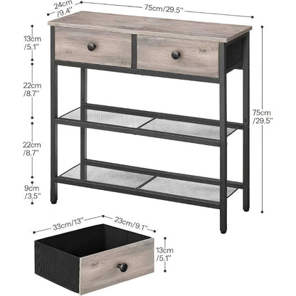 3-Tier Narrow Console Table with Open Shelves for Work, Display, and Everyday Use detail image - detail view 3