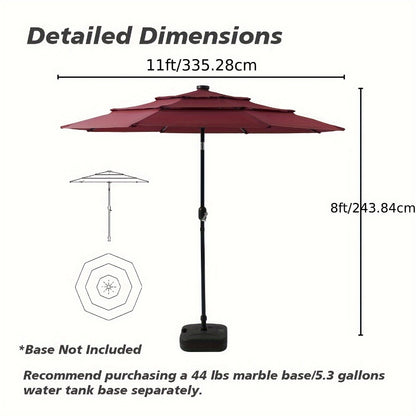 3-Tier Patio Umbrella, Backyard Sun Shade for Outdoor Shade and Protection detail image - detail view 10