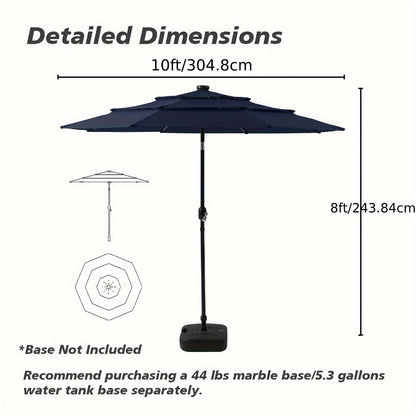 3-Tier Patio Umbrella, Backyard Sun Shade for Outdoor Shade and Protection detail image - detail view 9