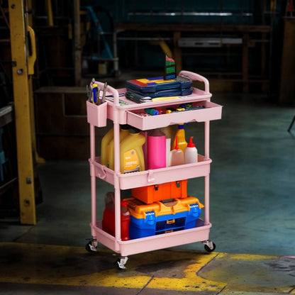 3-Tier Plastic Rolling Utility Cart for Living Room and Bedroom detail image - detail view 8