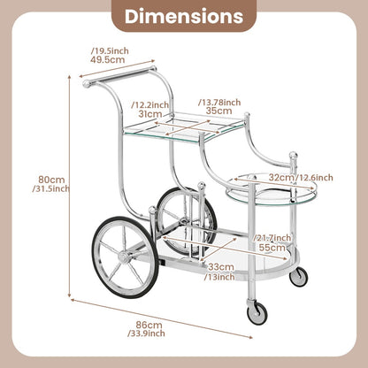 3-Tier Rolling Bar Carts And Serving Carts with Rolling Wheels for Living Room detail image - detail view 5