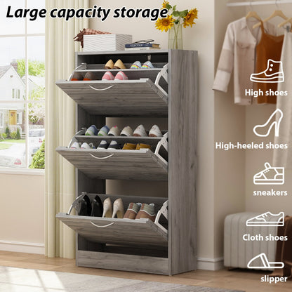 3-Tier Shoe Cabinet, Entryway Shoe Organizer for Organized Everyday Storage detail image - detail view 5