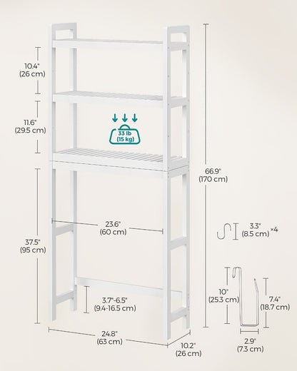 3-Tier Space-Saving Over-the-Toilet Storage Organizer with Adjustable Height for Entryway detail image - detail view 17