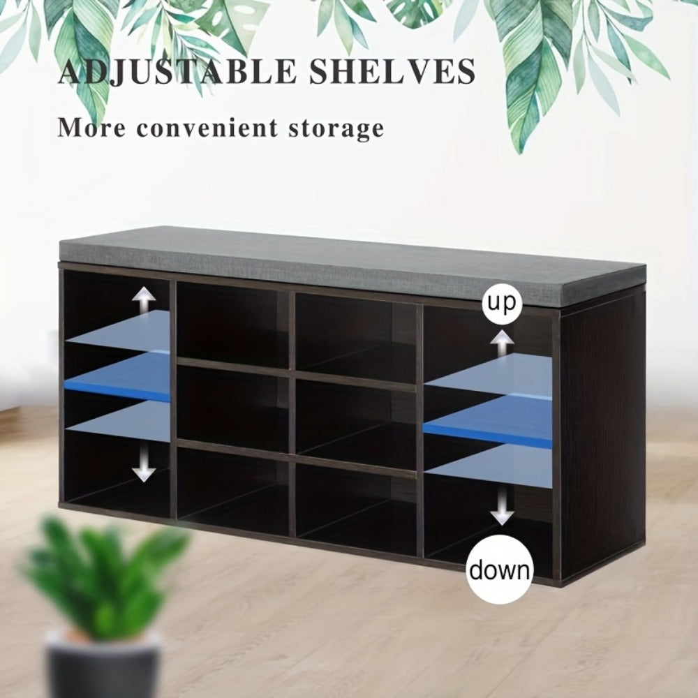 3-Tier Upholstered Storage Bench with Padded Seat and Multiple Color Options for Entryway detail image - detail view 6