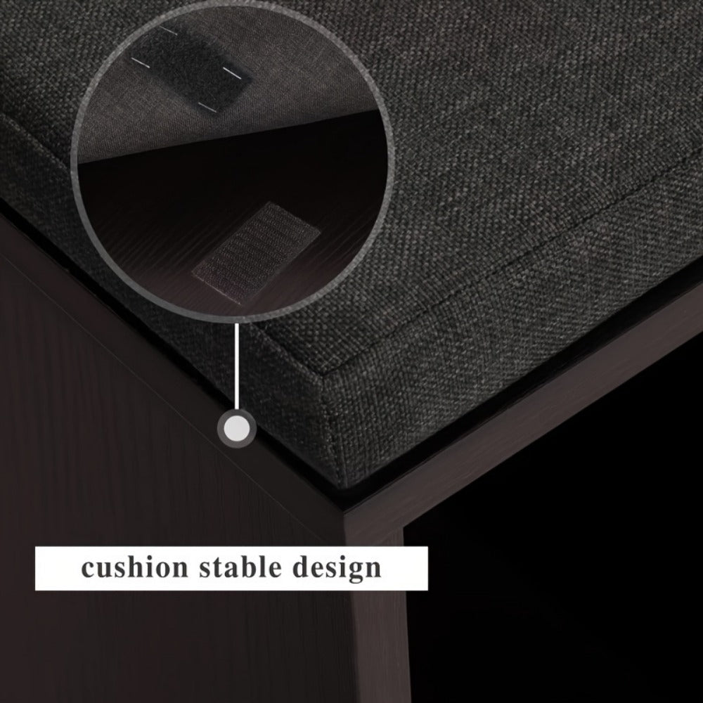 3-Tier Upholstered Storage Bench with Padded Seat and Multiple Color Options for Entryway detail image - detail view 7