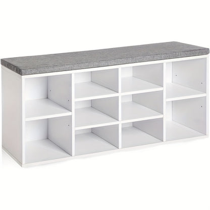 3-Tier Upholstered Storage Bench with Padded Seat and Multiple Color Options for Entryway detail image - detail view 8