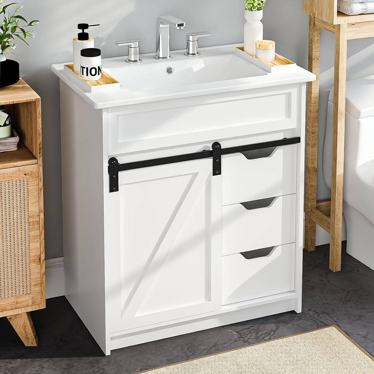 Bathroom Vanity shown in the White Cabinet Only (No Sink) option