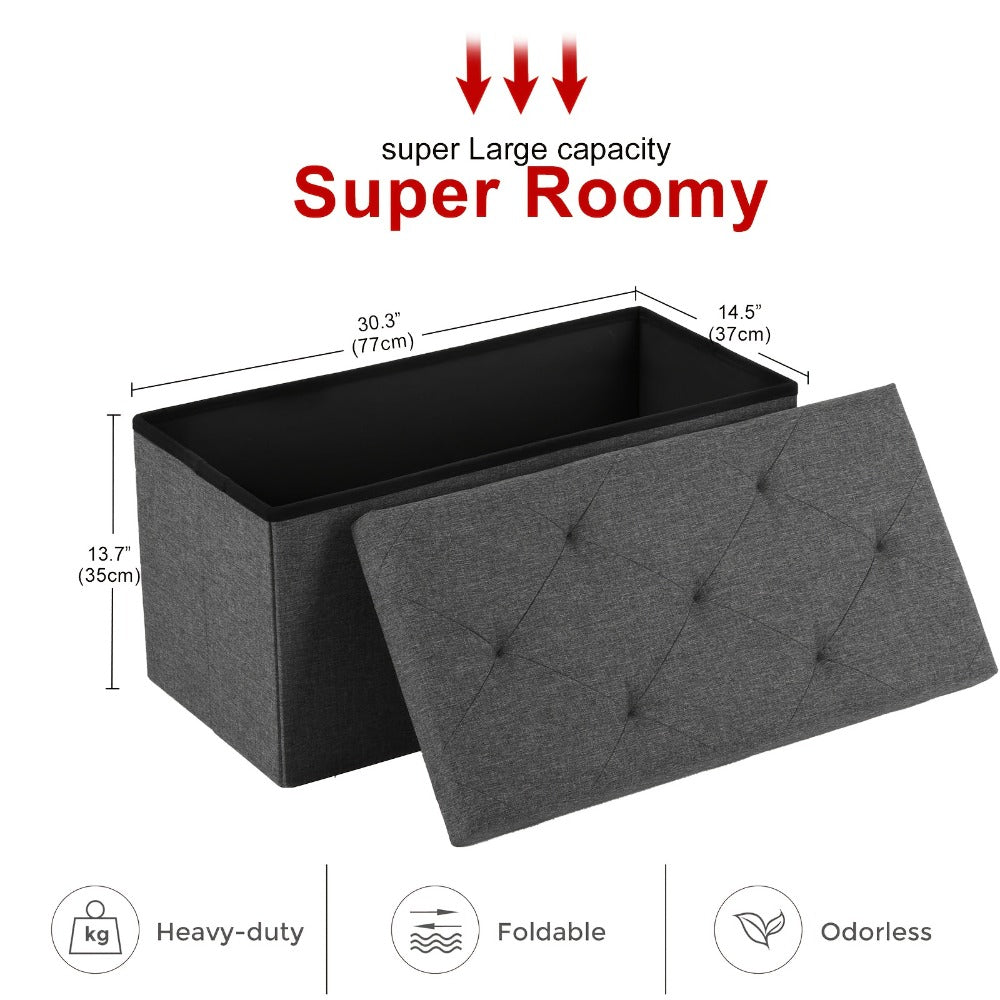30-Inch Upholstered Storage Ottoman with Hidden Storage for Organized Everyday Storage detail image - detail view 3