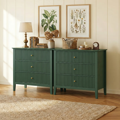 Nightstand shown in the Green, 3 storage compartment Dresser(Set of 2) option