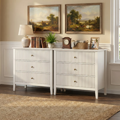 Nightstand shown in the White, 3 storage compartment Dresser(Set of 2) option