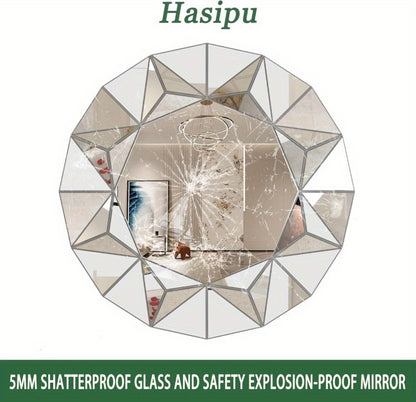 Hasipu Bathroom Wall Mirrors, 32 Inch Round Mirror Wall Decor, Beveled Edge Frameless Wall Mount Round Mirror for Living Room, Bathroom, Home