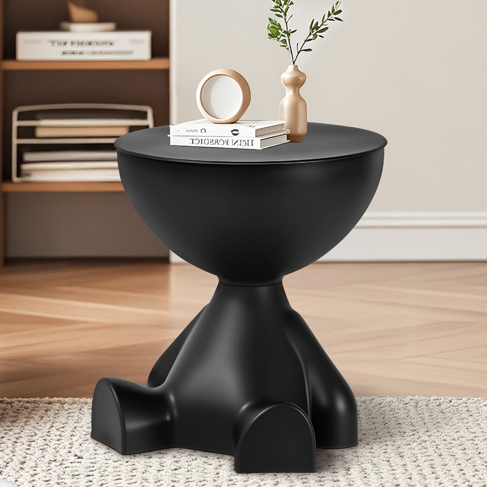 Stackable Bear-Shaped Nightstand with Bookshelf | Multifunctional Plastic Side Table for Bedroom & Living Room Storage – Black & White