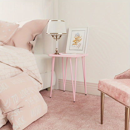 Metal End Table Small Square Side Table for Living Room Bedroom Patio, Indoor Outdoor Sofa Side Table for Small Spaces, Modern Minimalist Accent Table in 5 Colors White Pink Black Gold Blue