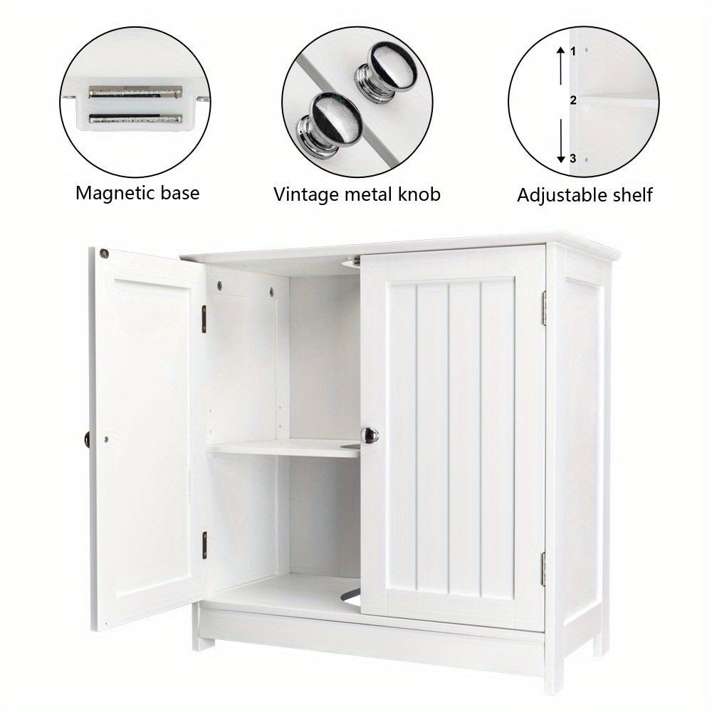 Under Sink Bathroom Cabinet with 2 Doors and Shelf, Pedestal Sink Bathroom Vanity Furniture, White
