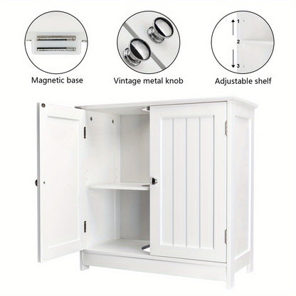Under Sink Bathroom Cabinet with 2 Doors and Shelf, Pedestal Sink Bathroom Vanity Furniture, White