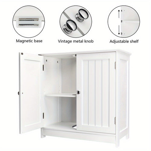 Under Sink Bathroom Cabinet with 2 Doors and Shelf, Pedestal Sink Bathroom Vanity Furniture, White
